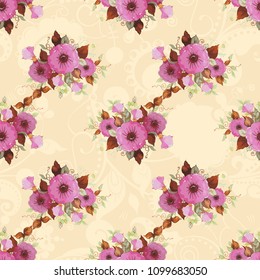 Seamless floral pattern with beautiful spring flowers