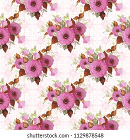 Seamless floral pattern with beautiful spring flowers