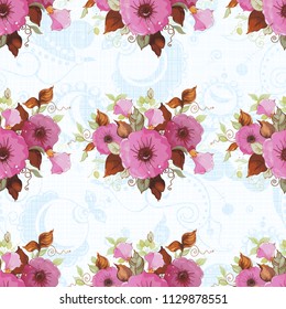 Seamless floral pattern with beautiful spring flowers