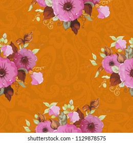 Seamless floral pattern with beautiful spring flowers
