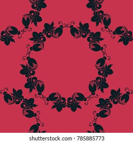 seamless floral pattern with beetle on the leaves