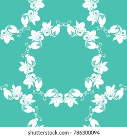 seamless floral pattern with beetle on the leaves