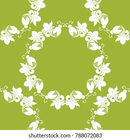 seamless floral pattern with beetle on the leaves