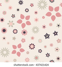 Seamless floral pattern with beige background