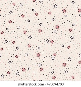 Seamless floral pattern with beige background. Vector repeating texture.