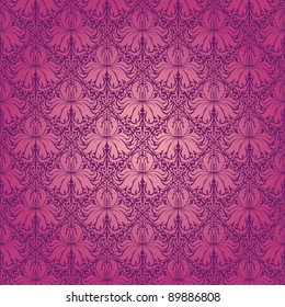 Seamless floral pattern. Beige flowers on a purple background. Eps10