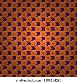 Seamless Floral Pattern in beige, orange and purple colors. Vector cosmos flowers seamless pattern.