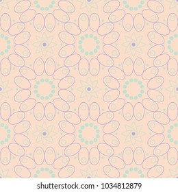 Seamless floral pattern. Beige violet and blue background for wallpapers, textile and fabrics