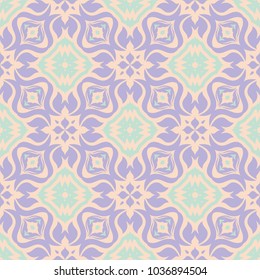 Seamless floral pattern. Beige violet and blue background for wallpapers, textile and fabrics