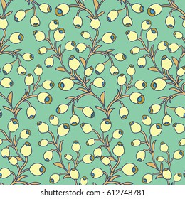 Seamless floral  pattern of berries.