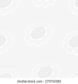 Seamless floral pattern with big flowers in white and gray color 