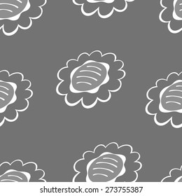Seamless floral pattern with big flowers in white and gray color 