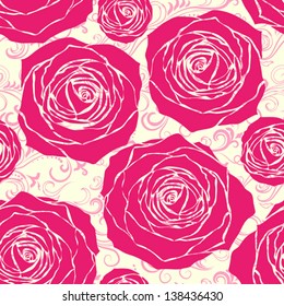 Seamless floral pattern with big roses.