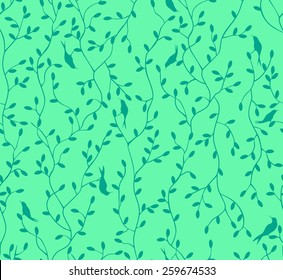 seamless floral pattern with birds