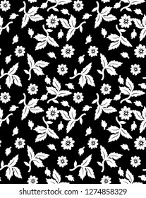 Seamless Floral Pattern Black Background