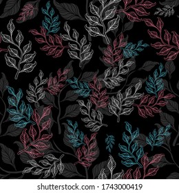 Seamless Floral Pattern with Black Background. Seamless vector texture. for fashion prints 02