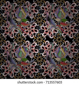 Seamless floral pattern with black, gray and white flowers, watercolor. Vector flower illustration. Seamless pattern with floral motif.