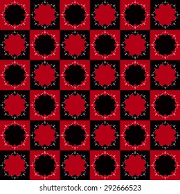 Seamless floral pattern. Black and red mosaic. - vector illustration.