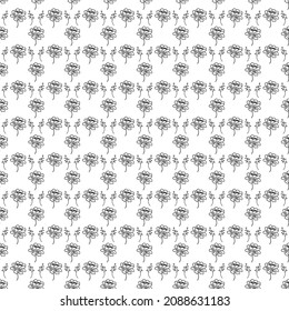 Seamless floral pattern. black and white background with flowers