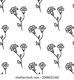 Seamless floral pattern. black and white background with flowers