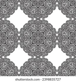 nahtloses Blumenmuster. Schwarz-weißer Hintergrund mit abstrakter Pflanzensilhouette.