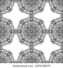 nahtloses Blumenmuster. Schwarz-weißer Hintergrund mit abstrakter Pflanzensilhouette.