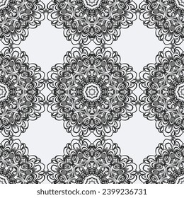 seamless floral pattern. Black and white background with abstract plants silhouette.
