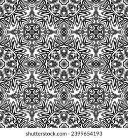 patrón floral sin fisuras. Fondo blanco y negro con silueta de plantas abstractas.