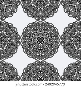 seamless floral pattern. Black and white background with abstract plants silhouette.