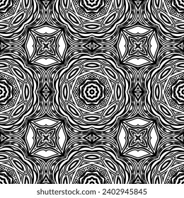 seamless floral pattern. Black and white background with abstract plants silhouette.