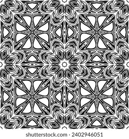 seamless floral pattern. Black and white background with abstract plants silhouette.
