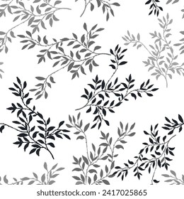 Seamless floral pattern black and white background