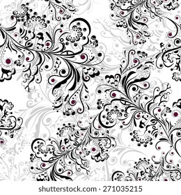 Seamless floral pattern black and white 