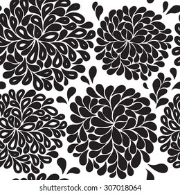 seamless floral pattern black and white. Vector illustration