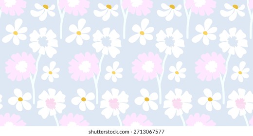 Patrón floral sin fisuras con flores en flor para un fondo decorativo suave