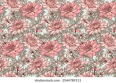 Patrón floral sin fisuras. Floración mezclada con hierbas, hojas y plantas de prado adorno de Naturaleza. Estampado de flores silvestres de verano o primavera. Vector dibujado ilustración para diseños, tela, textiles