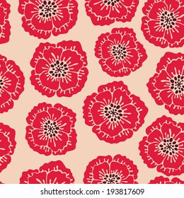 Seamless floral pattern with blooming poppies. Vector illustration.