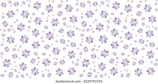 Seamless Floral Pattern with Blossom Petals on White Background, Delicate Flower Petals Vector Design for Fabric, Wallpaper, and Stationery