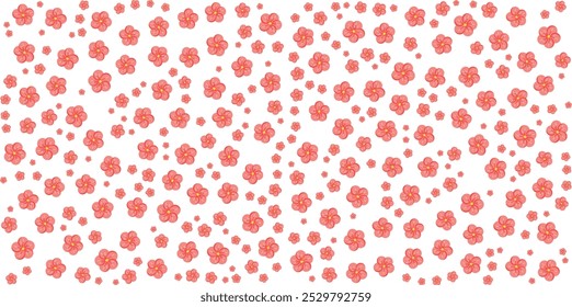 Seamless Floral Pattern with Blossom Petals on White Background, Delicate Flower Petals Vector Design for Fabric, Wallpaper, and Stationery
