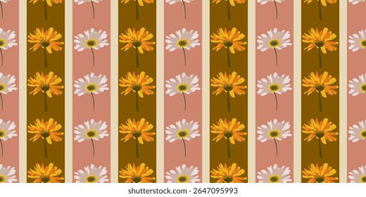Seamless floral pattern with blossoms, leaves, and spring flowers for a beautiful nature design