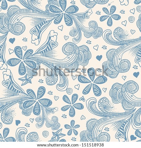 seamless floral pattern in blue