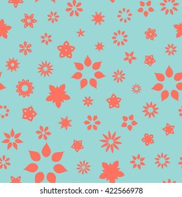 Seamless floral pattern with blue background