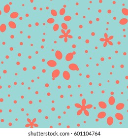 Seamless floral pattern with blue background