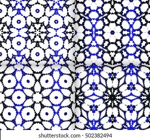 Seamless floral pattern. blue color, vector graphic illustration. Ethnic arabic indian ornament. For wallpaper, brochure, web page background. set of 4 pattern