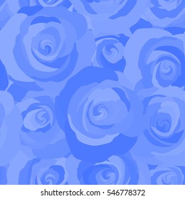Seamless floral pattern in blue colors. Motley roses with a band of flowers. Watercolor painting seamless pattern.