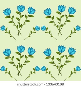 Seamless floral pattern with blue flowers