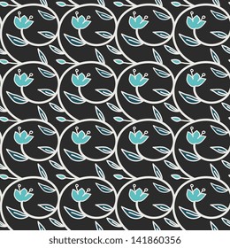 Seamless floral pattern with blue flowers