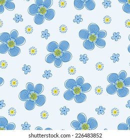 Seamless floral pattern with blue flowers