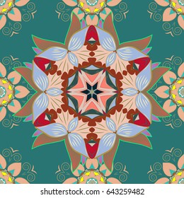 Seamless floral pattern with blue flowers, watercolor. Vector flower illustration. Seamless pattern with floral motif.