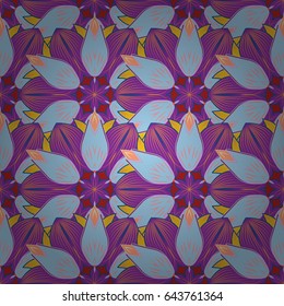 Seamless floral pattern with blue flowers, watercolor. Vector flower illustration. Seamless pattern with floral motif.